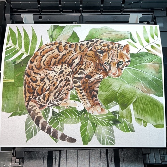 Watercolor Wall Art Wild Cat Ocelot Portrait Print Poster Unframed - Picture 16 of 17